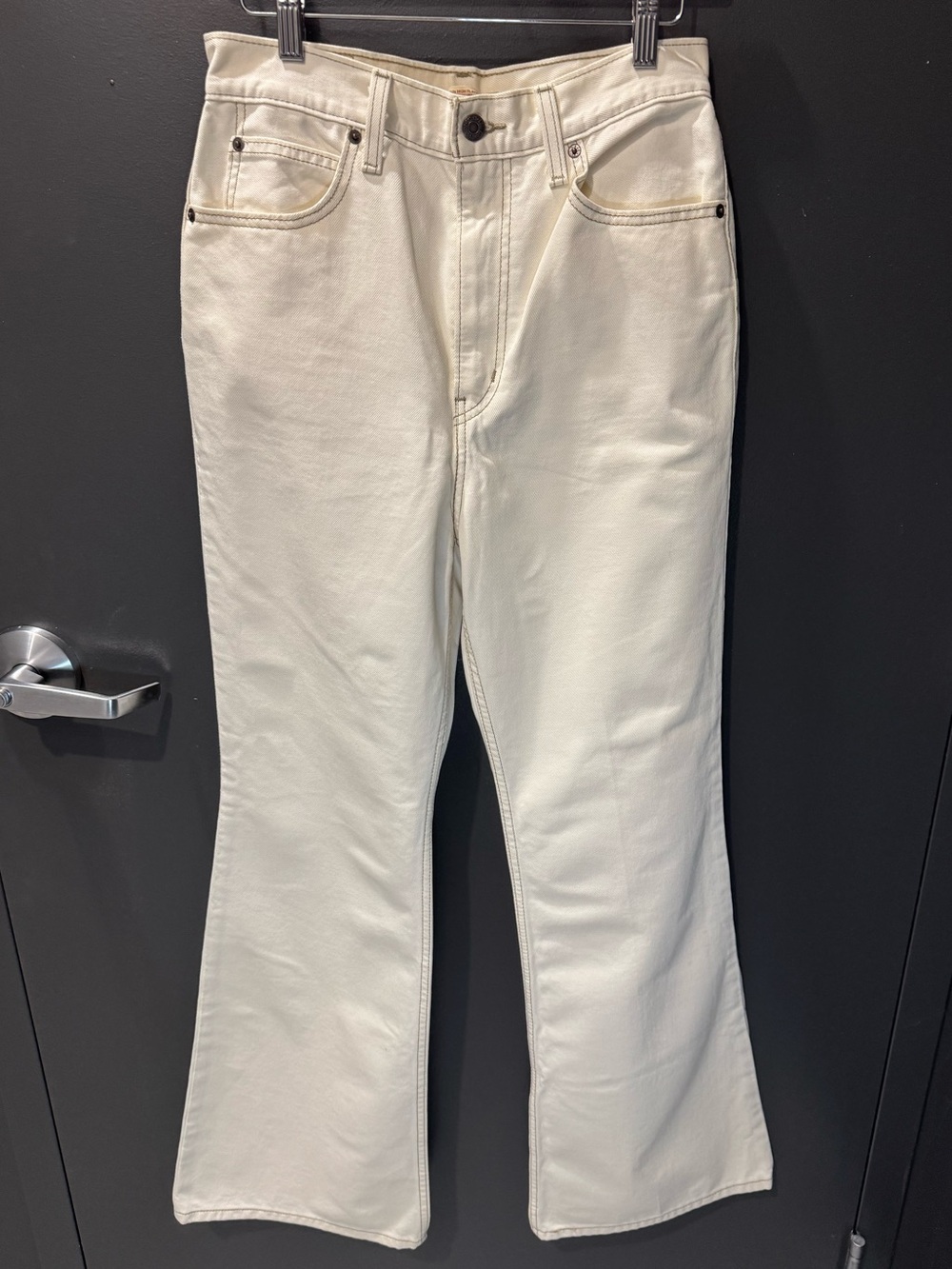 Levi’s Premium 70s High Flare Jeans Off White Corduroy Pocket 28